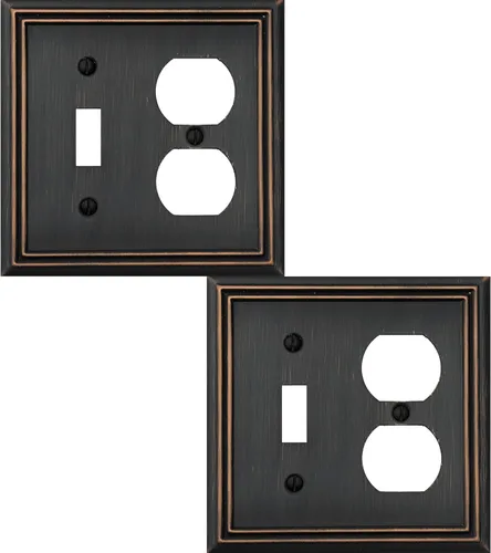 Miniatura 15 de OKAWYC Cubierta de Interruptor de Luz Doble Toggle/Decorador Individual Placa de Pared de Metal Adler, Paquete de 2 Bronce Envejecido 3 Gang