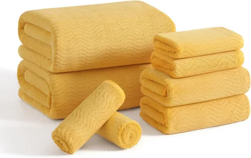 Miniatura 19 de Juego de toallas de baño de 8 piezas 2 toallas de baño grandes de gran tamaño, 2 toallas de mano y 4 paños Juego de toallas de baño ultrasuaves