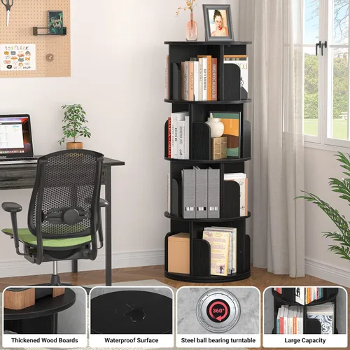 Miniatura 4 de Aheaplus Estantería giratoria, torre giratoria de 360 grados para espacios pequeños, estante de almacenamiento de 4 niveles, organizador estrecho