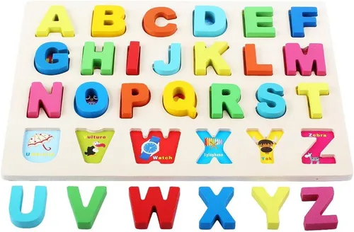 Miniatura 4 de QZMTOY Rompecabezas de madera para niños pequeños, rompecabezas de madera con números, letras y formas para niños pequeños, rompecabezas