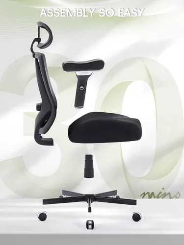 Miniatura 9 de Silla de oficina grande y alta de 550 libras, silla de escritorio ergonómica con cojín grueso en W y reposabrazos 4D, silla de escritorio de malla