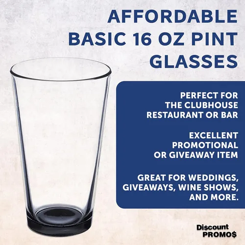 Miniatura 3 de DISCOUNT PROMOS Juego de 10 vasos de cerveza de 16 onzas, paquete a granel, cristalería resistente para restaurantes, base gruesa y paredes, En