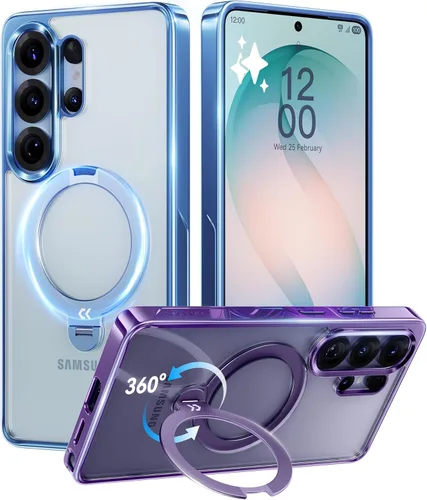 CASEKOO Funda azul cielo brillante para Samsung Galaxy S26 Ultra [soporte magnético giratorio de 360°] [compatible con MagSafe] [protección de grado