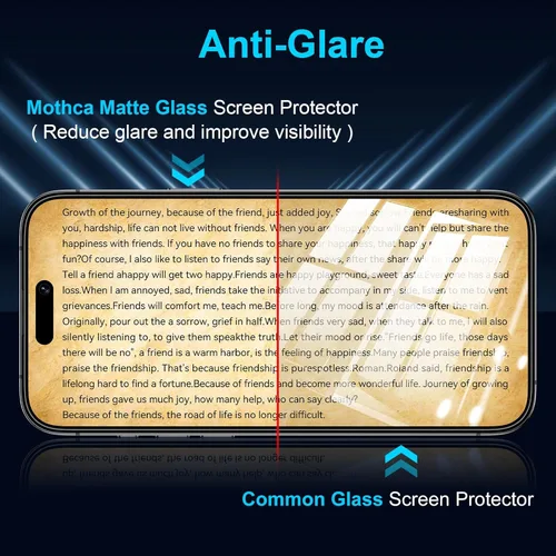 Miniatura 3 de Mothca Paquete de 2 protectores de pantalla de vidrio mate para iPhone 17 Pro Max/iPhone 16 Pro Max de 6.9 pulgadas