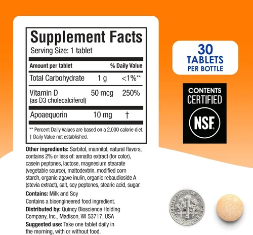 Miniatura 6 de Prevagen Mejora la memoria, fuerza regular, 10 mg, 30 masticables, naranja, paquete de 2 unidades, con apoequorina y vitamina D y prevagen 7 días