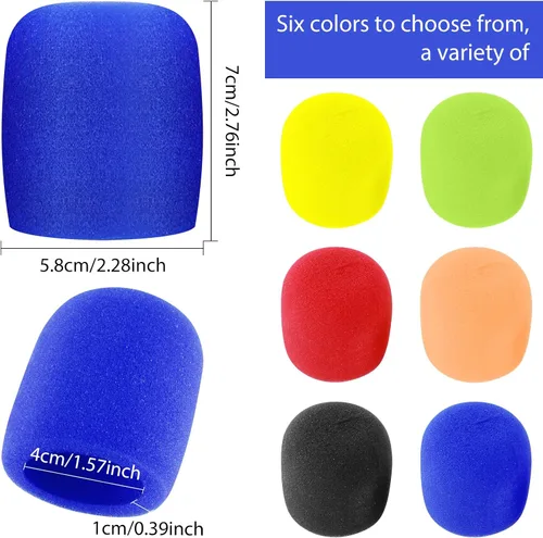 Miniatura 2 de Prasacco Fundas de micrófono de espuma para micrófono, 6 unidades, fundas de micrófono de espuma para micrófono, parabrisas de colores, fundas