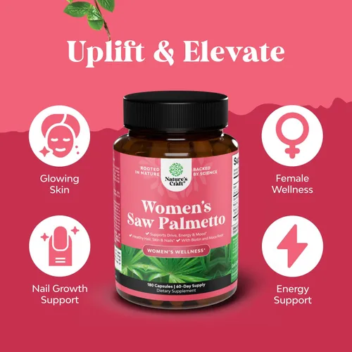 Miniatura 2 de Saw Palmetto Extra Fuerte para Mujeres - Bloqueador de DHT Vitaminas Restauradoras del Cabello para la Salud del Cabello - Cápsulas de Saw Palmetto