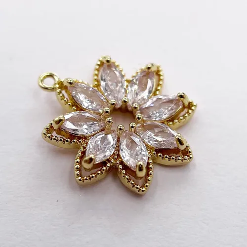 Miniatura 7 de Dijes de latón chapados en oro de circonita de cristal para hacer joyas, pulseras, collares, aretes, colgantes, suministros de manualidades, Mezcla