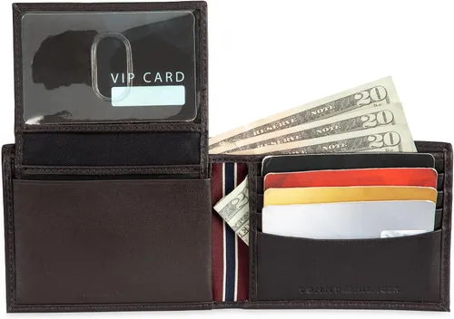 Miniatura 75 de Tommy Hilfiger Cartera de piel auténtica para hombre con ventana de identificación y múltiples ranuras para tarjetas
