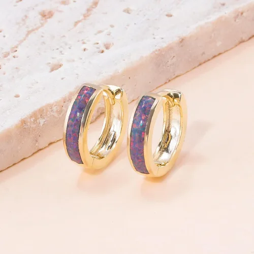 Miniatura 138 de CiNily Aretes Huggie de ópalo con bisagras, chapados en oro, hipoalergénicos, pequeños aretes de aro para mujeres, adolescentes, niñas, hombres