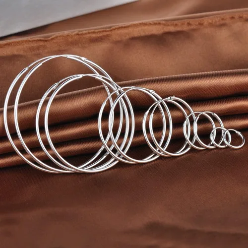 Miniatura 4 de Infinite U - Pendientes de aro para mujer, plata de ley 925 de 12 a 2.362in, pulido redondo con bisagras