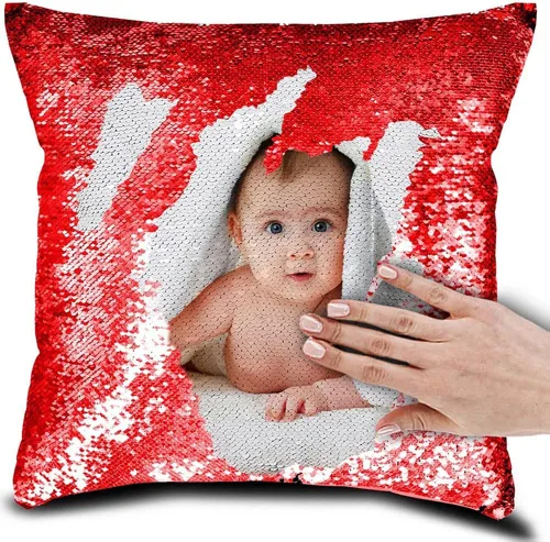 Miniatura 9 de Funda de almohada mágica reversible personalizada, diseño de fotos de lentejuelas, impresión de un solo lado, funda de almohada para fotos