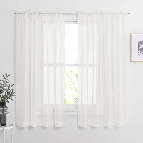 Miniatura 51 de NICETOWN Cortinas traslúcidas blancas de 63 pulgadas de largo para dormitorio, cortinas de gasa translúcida con bolsillo para barra, paneles