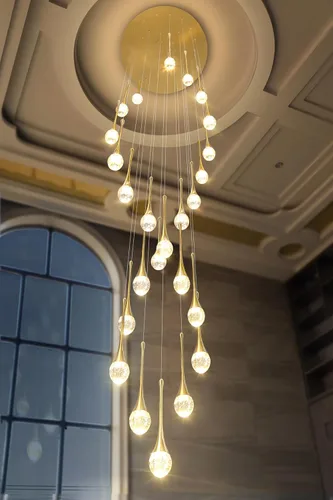 Miniatura 24 de ykolupty Candelabro Moderno de 138'', 20 Luces, Lámpara Colgante Moderna Negra, Candelabro Grande para Escalera, Vestíbulo, Sala de Estar, Negro