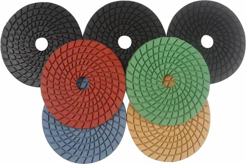 Miniatura 7 de Almohadillas de pulido de hormigón de diamante húmedo/seco de 3 pulgadas 7 piezas para moler piedra de mármol de granito