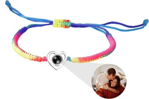 Miniatura 13 de JINLIN Pulseras de proyección personalizadas, pulseras de fotos personalizadas para mujeres y hombres, pulsera con texto en inglés "I Love You