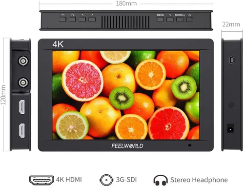 Miniatura 6 de FEELWORLD FW703 7 pulgadas 1920x1200 IPS Full HD DSLR en cámara Monitor de campo 3G SDI 4K HDMI entrada salida asistencia de video enfoque pico
