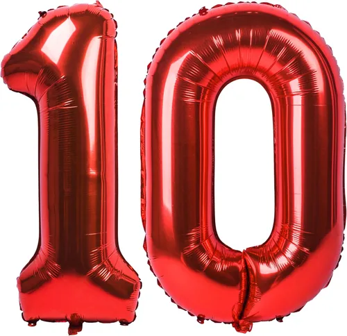 Miniatura 21 de Globo gigante de helio de 40 pulgadas, número 0 rojo, de poliéster, película de aluminio, 0-9, para niña y niño, autoinflable, dígito cero