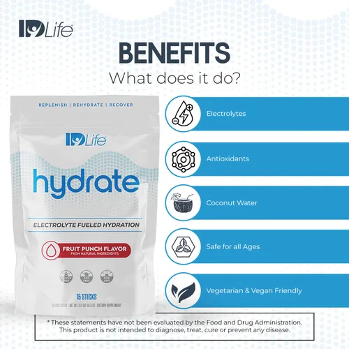 Miniatura 3 de IDLife Fruit Punch Hydrate - Bebida en polvo – Hidratación instantánea alimentada con electrolitos con vitaminas, MCT y minerales para nutrientes