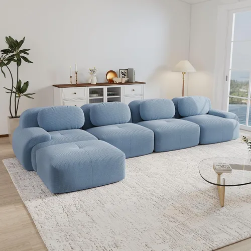 Miniatura 86 de Sofás modulares modulares sin hueso de 82 pulgadas para sala de estar, juego de sofá comprimido de 2 plazas, no requiere montaje, tela de pana, Verde