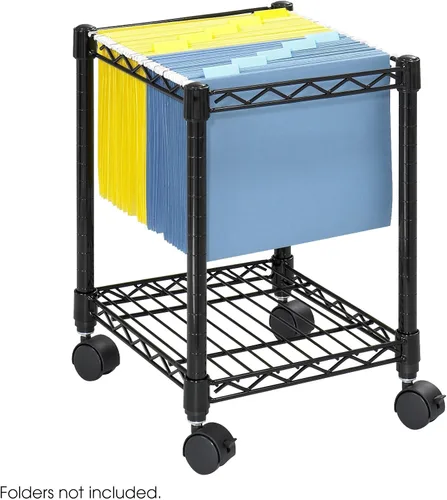 Miniatura 3 de Safco Carrito de archivos móvil compacto, se adapta a carpetas colgantes de tamaño carta y legal, carrito de archivoscarpetas de acero rodante