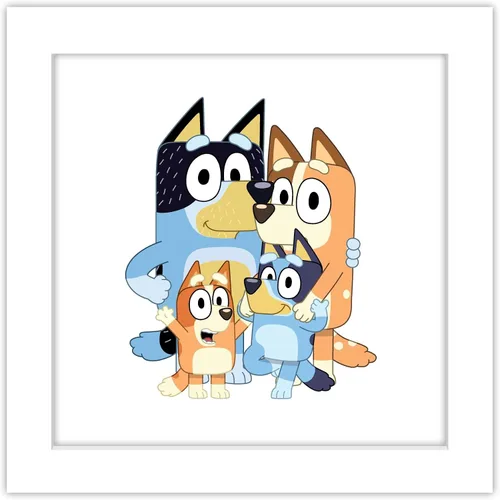 Miniatura 10 de Gallery Pops Bluey - Arte de pared de papá, mamá, Bluey y bingo, versión enmarcada negra, 12 x 12 pulgadas