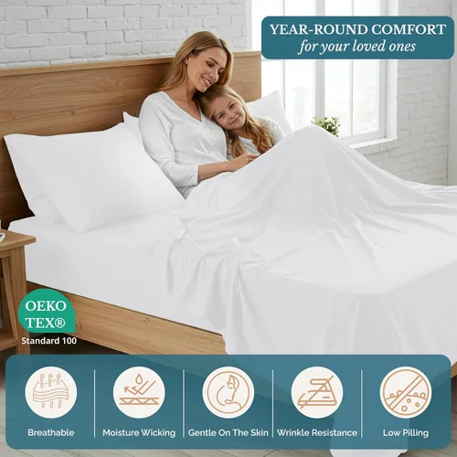 Miniatura 5 de Casa Platino - Juego de sábanas King, sábanas de microfibra cepilladas prelavadas, ropa de cama suave y acogedora, juego de 4 piezas, ropa de cama