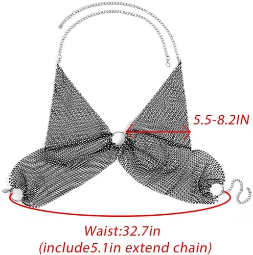 Miniatura 5 de Yokawe Sujetador de cristal sexy, cadena de cuerpo negro brillante con diamantes de imitación para bikini, brasier corto, fiesta, rave, festival