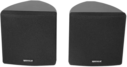 Miniatura 2 de Rockville Par de altavoces de pared de cine en casa de 8,9 cm, color negro, 30W RMS, 8 ohmios, parrillas giratorias de 360 grados, audio de 2 vías