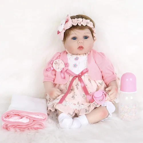 Miniatura 2 de ENADOLL Reborn Baby Doll - Juego de regalo realista de vinilo de silicona rosa bebé, 16 pulgadas, con peso, cuerpo suave, realista, para edades de 3