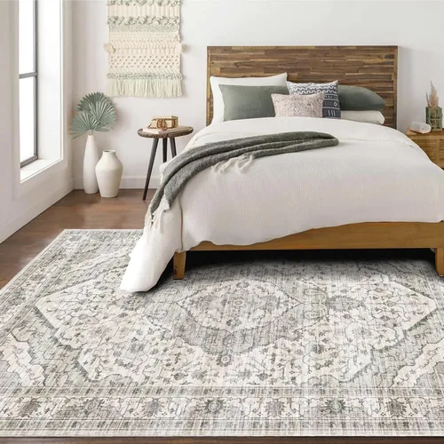 Alfombras de área de 5 x 8 pies para dormitorio, alfombra lavable de 5 x 8, alfombra vintage grande, antideslizante, alfombra bohemia para sala de