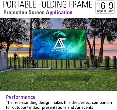 Miniatura 7 de Akia AK-OS120H1 - Pantalla de proyector de 120 pulgadas con soporte y bolsa de transporte para uso en interiores y exteriores - Pantalla portátil