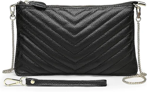 Miniatura 8 de Uromee Cartera de mano para mujer, de piel auténtica, con cadena de hombro desmontable