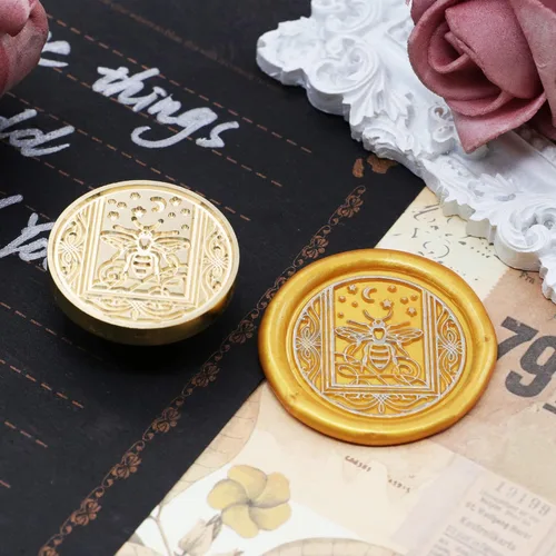 Miniatura 4 de SWANGSA Sello de cera de abeja estrellada, sello de sellado de cabeza de latón vintage, ideal para adornar invitaciones de fiesta, paquetes de vino