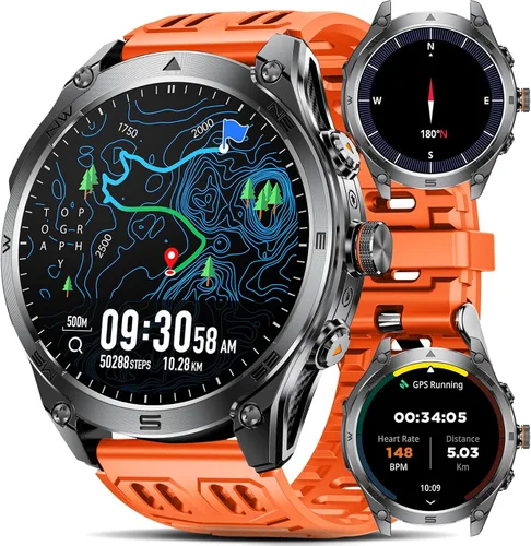 Miniatura 2 de Reloj inteligente, pantalla redonda AMOLED de 1.75 pulgadas, impermeable IP68, oxígeno en sangre real y frecuencia cardíaca, batería de cobalto puro