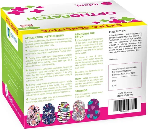 Miniatura 8 de Opthopatch Parches oculares para bebés – Adhesivo extra sensible – Diseño para niñas [Serie I] – 70 unidades + 2 gráficos de recompensa