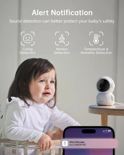 Miniatura 4 de ZUMIMALL Cámaras 5MP 5G para seguridad en el hogar al aire libre, monitor de bebé WiFi 5G/2.4G con cámara y audio, cámara de seguridad de grabación