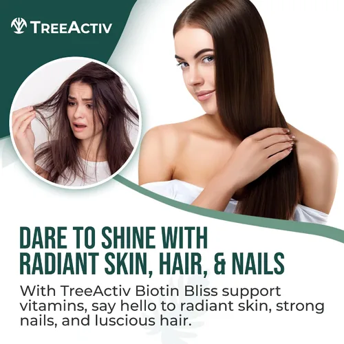 Miniatura 2 de Biotin Bliss Skin Hair Nails Vitaminas + Saw Palmetto Suplemento Volumizador y Espesante Fórmula para Hombres Mujeres Folato MSM B Complejo