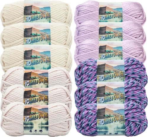 Miniatura 42 de Lion Brand Yarn Hometown - Ovillo de lana súper voluminoso para tejer, ganchillo y manualidades, 1 unidad, Phoenix Azalea
