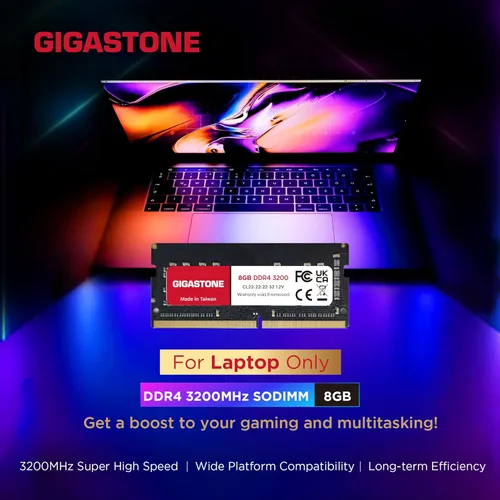 Miniatura 2 de GIGASTONE - Kit de 16 GB (2 x 8 GB) DDR4 3200 MHz (2933 MHz o 2666 MHz) PC4-25600 (PC4-23400/21300) CL22 1.2 V SODIMM 260 pines sin búfer no ECC