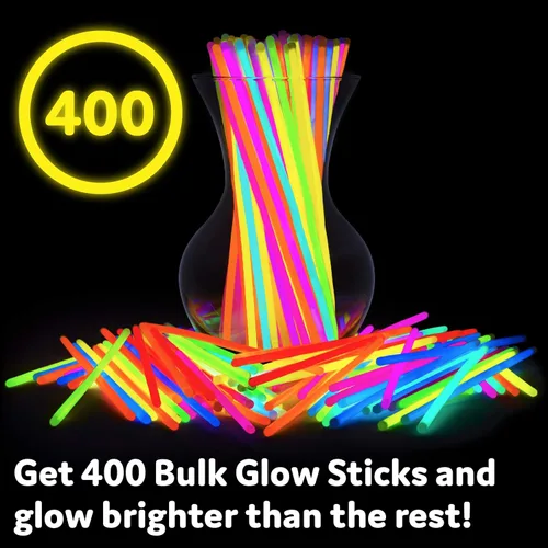 Miniatura 3 de PartySticks Paquete de 400 palos brillantes ultra brillantes para fiestas, 8 pulgadas que brillan en la oscuridad, recuerdos de fiesta de Halloween