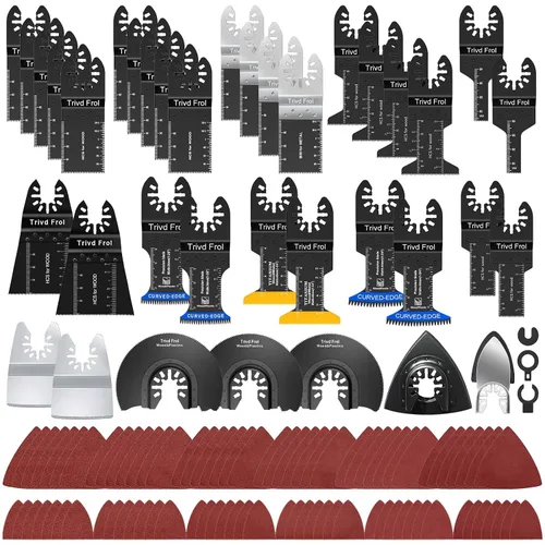 Miniatura 7 de Trivd Frol 45 hojas de sierra oscilante, cuchillas multiherramienta profesionales para madera, clavos, metal, plásticos, kits de cuchillas