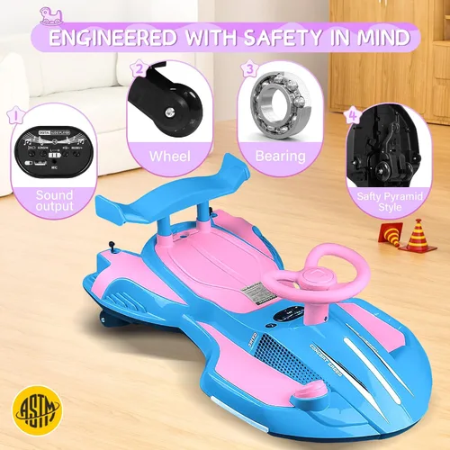 Miniatura 6 de Coche eléctrico de 12V con pedal para niños que se menea, juguete recargable 2 en 1 de coche oscilante, coche de derrape diabólico con respaldos