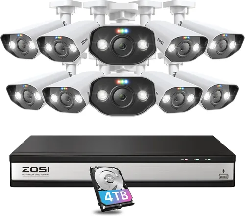 Miniatura 10 de ZOSI Sistema de cámara de seguridad PoE para el hogar con foco 4K de 8 canales, 8 puertos, NVR de 8 canales y 8 MP con disco duro de 2 TB, 4 cámaras