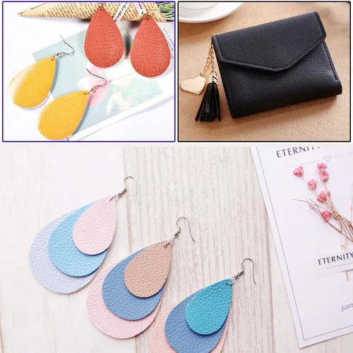 Miniatura 7 de HGUAN Sábanas de piel sintética de color sólido de 12 x 53 pulgadas, muy adecuadas para hacer aretes de cuero, lazos y proyectos de bricolaje (azul)