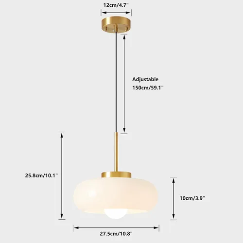 Miniatura 6 de Brikey Lámpara colgante de cristal naranja de 11 pulgadas, enchufe dorado con lámpara colgante de cristal, lámpara colgante LED para isla (naranja)