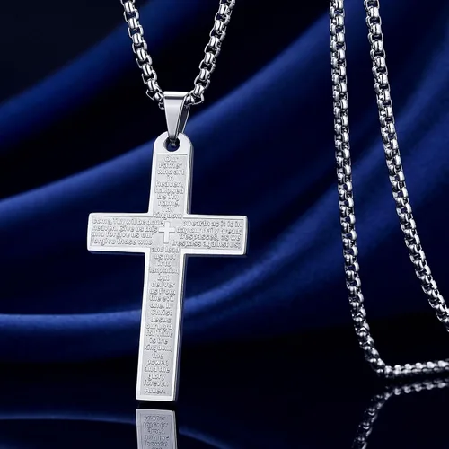 Miniatura 2 de Collar de cruz de acero inoxidable 316L para hombre, collar con colgante de cruz para hombres, collar de cruz para hombre, regalo de joyería