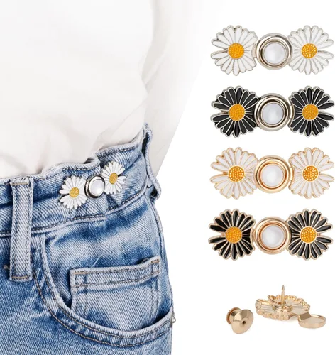 Miniatura 11 de TOOVREN Apretador de cintura para pantalones, botones de mezclilla desmontables para jeans sueltos, alfileres de botones sin costura y sin B-Daisy