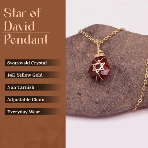 Miniatura 16 de Collar de estrella de David para mujeres y hombres, collar de estrella judía relleno de oro de 14 quilates, collar de Israel
