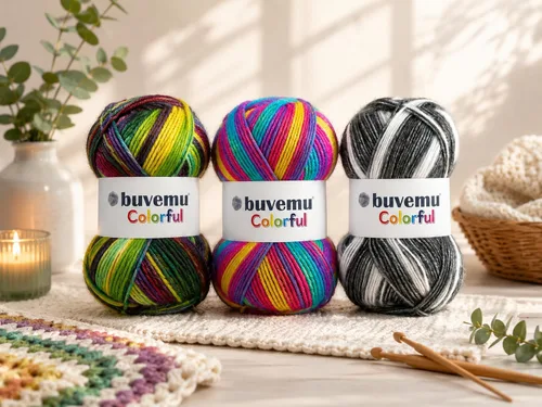 Miniatura 5 de Colorful Self-Striping Multicolor Fuzzy with Subtle Sheen Yarn, 56% Polyester 44% Acrylic, Each 3.53Oz(100gr) / 252yds(230m) (No.1) (Zebra)